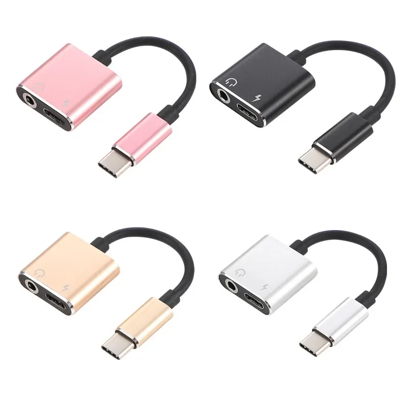 2 in 1 Type C To 3.5 mm Earphone Jack Adapter USB C Audio Cable Converter Charging Headphone Splitter For Huawei P30 P20 Xiaomi