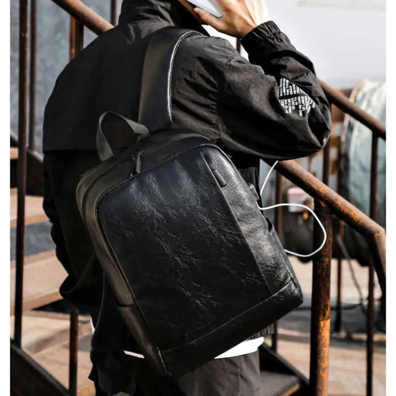 Zaino da uomo alla moda in pelle PU cartella da ufficio casual da viaggio laptop da ufficio zaino sportivo da spalla