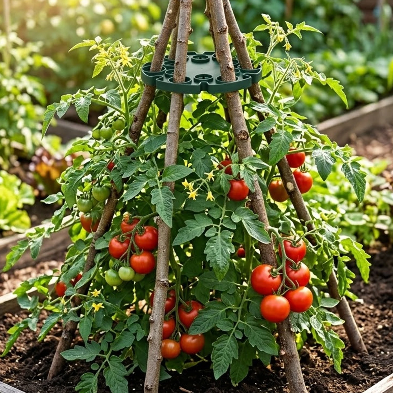 3/7Pcs Plant Support Pile Connectors Green Plastic Frame For Climbing Tomatoes Vine Vegetables Anti-Tipping Garden Tools
