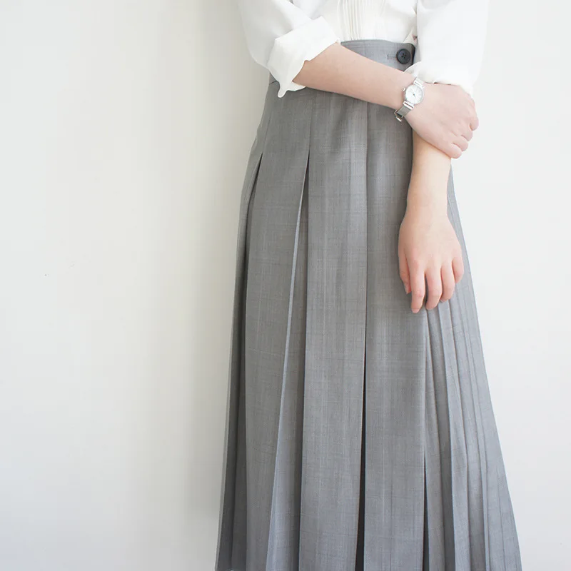 

High Waist Two Buckle Asymmetric Pleated Skirt Suit Fabric Skirt Organ Pleated Skirt One-piece Temperament Fashion office style