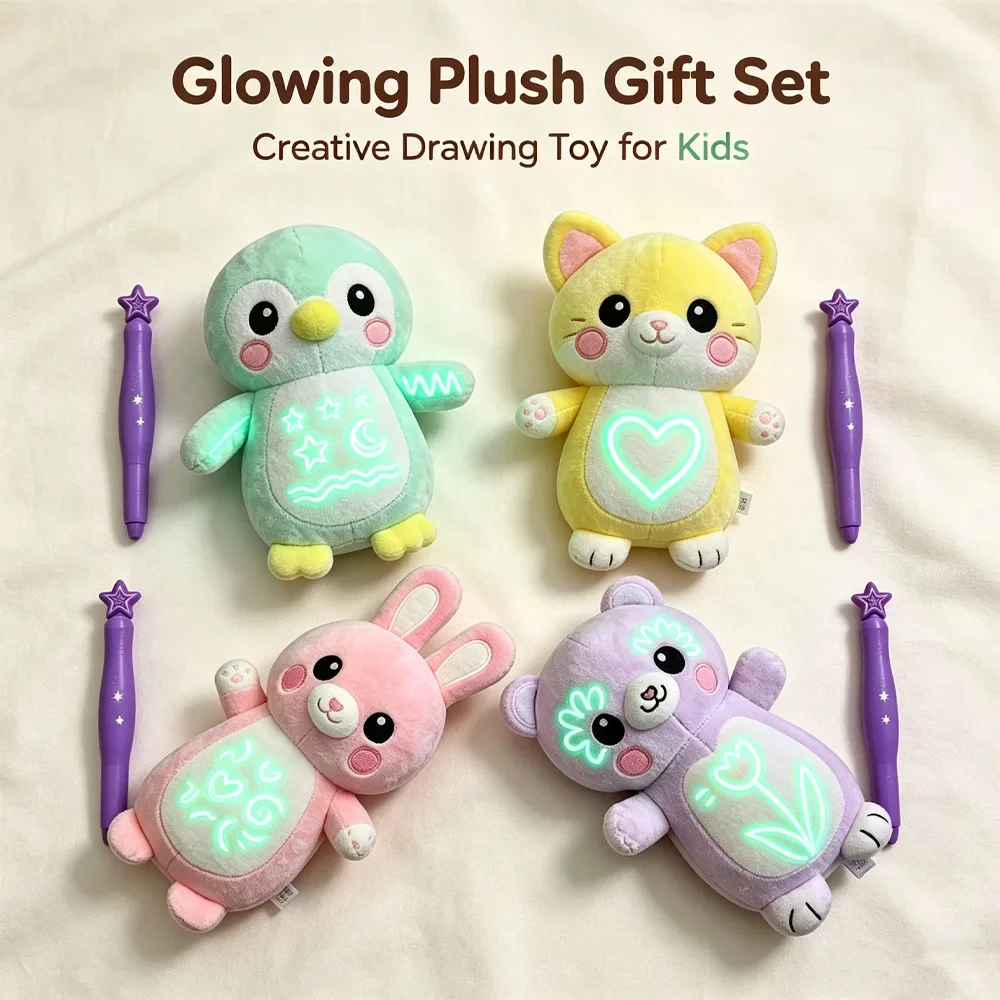 HOT SALES Luminous Baby Plush Doll Night Light Painting Soothing Toy Gift Bedtime Accompanying Travel Doll Christmas Gifts