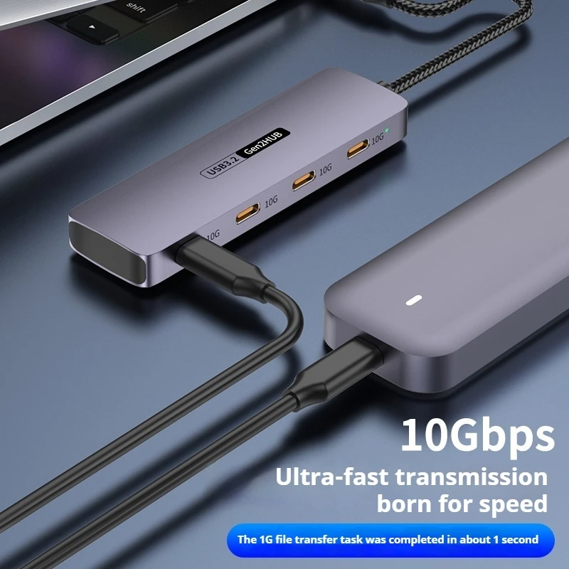 USB C Hub 4 port, USB C Splitter kecepatan tinggi 10Gbps untuk Macbook pro, laptop, aksesori PC iPhone 15 Sumsang USB tipe-c 3.2 Hub