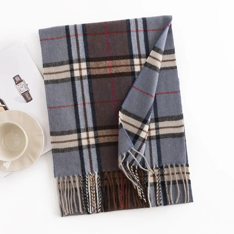 

New Plaid Cashmere-like Scarf Women Men Autumn Winter Korean Style Fashion Shawl Hijab Hair Wrap Simple Warm Large Neck Warmer