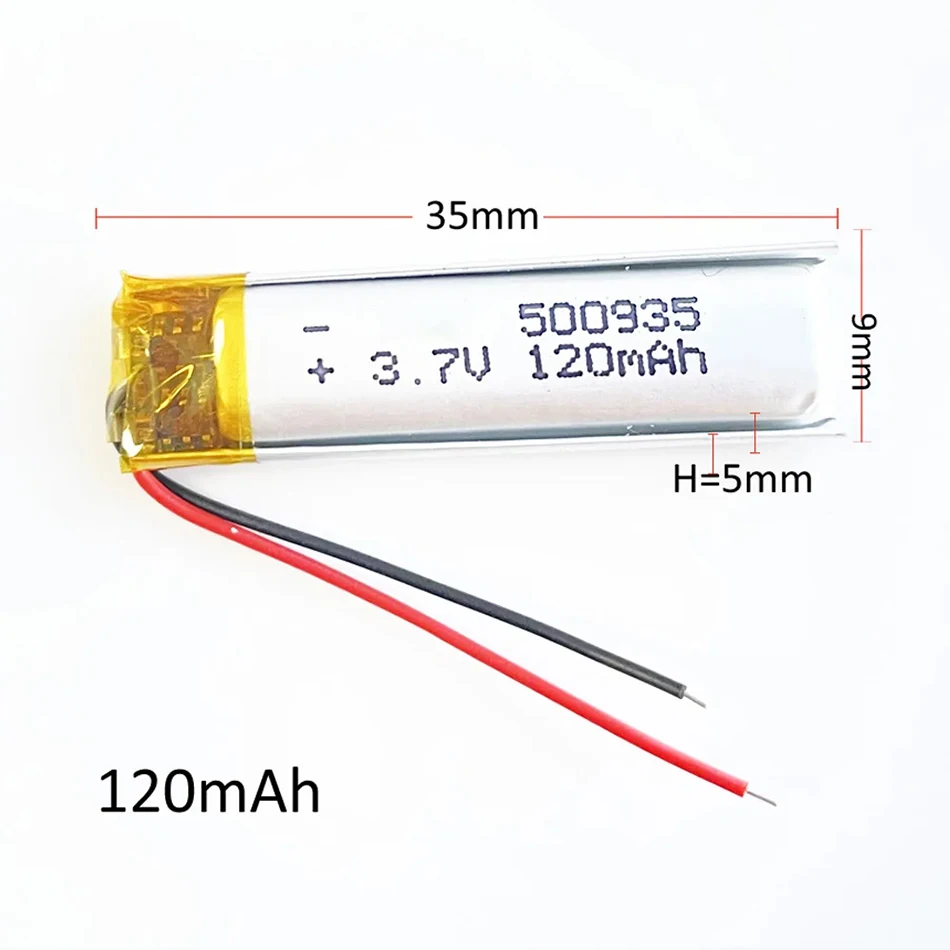wholesale 1 - 10 pcs 3.7V 120mAh Lipo Rechargeable Battery 500935 small size For Bluetooth earphone Led Lamp video pen