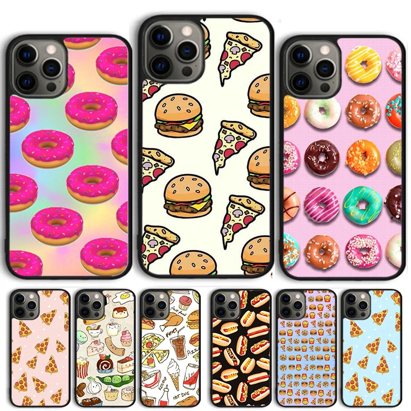 PIZZA HOTDOG Donuts Cake Phone case  For iPhone 16 15 14 X XR XS 11 12 mini 13 Pro MAX Plus cover shell coque