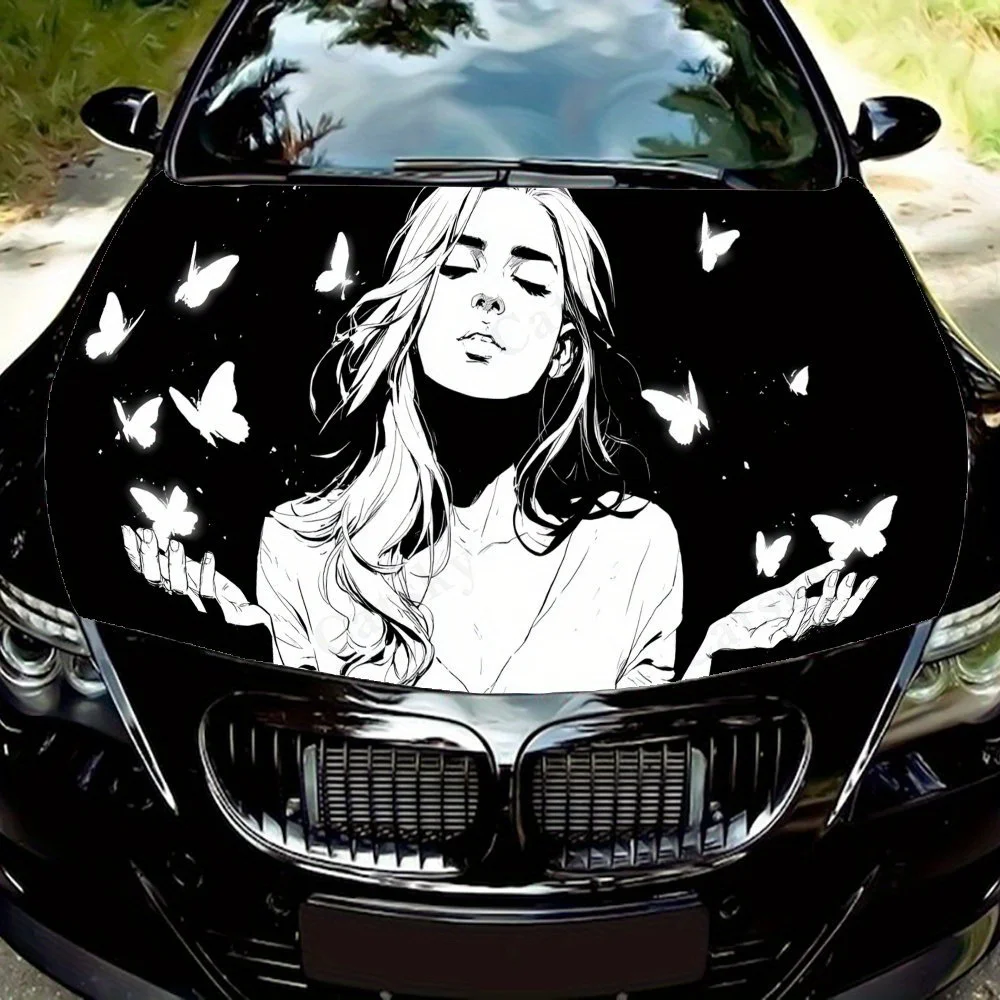 

Длинношерстные сказочные наклейки на капот автомобиля, водонепроницаемые самоклеящиеся, устойчивые к царапинам, легко приклеиваемые, прочные автомобильные наклейки из ПВХ, автомобиль d