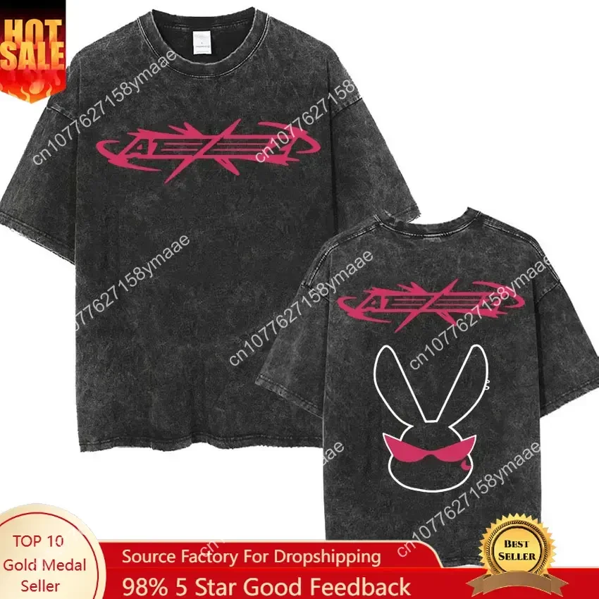 

Korean Ateez Album World Tour T-shirt Men Women Women Clothing Kpop Fashion Hip Hop T-shirts Vintage Washed Loose Short Sleeve T
