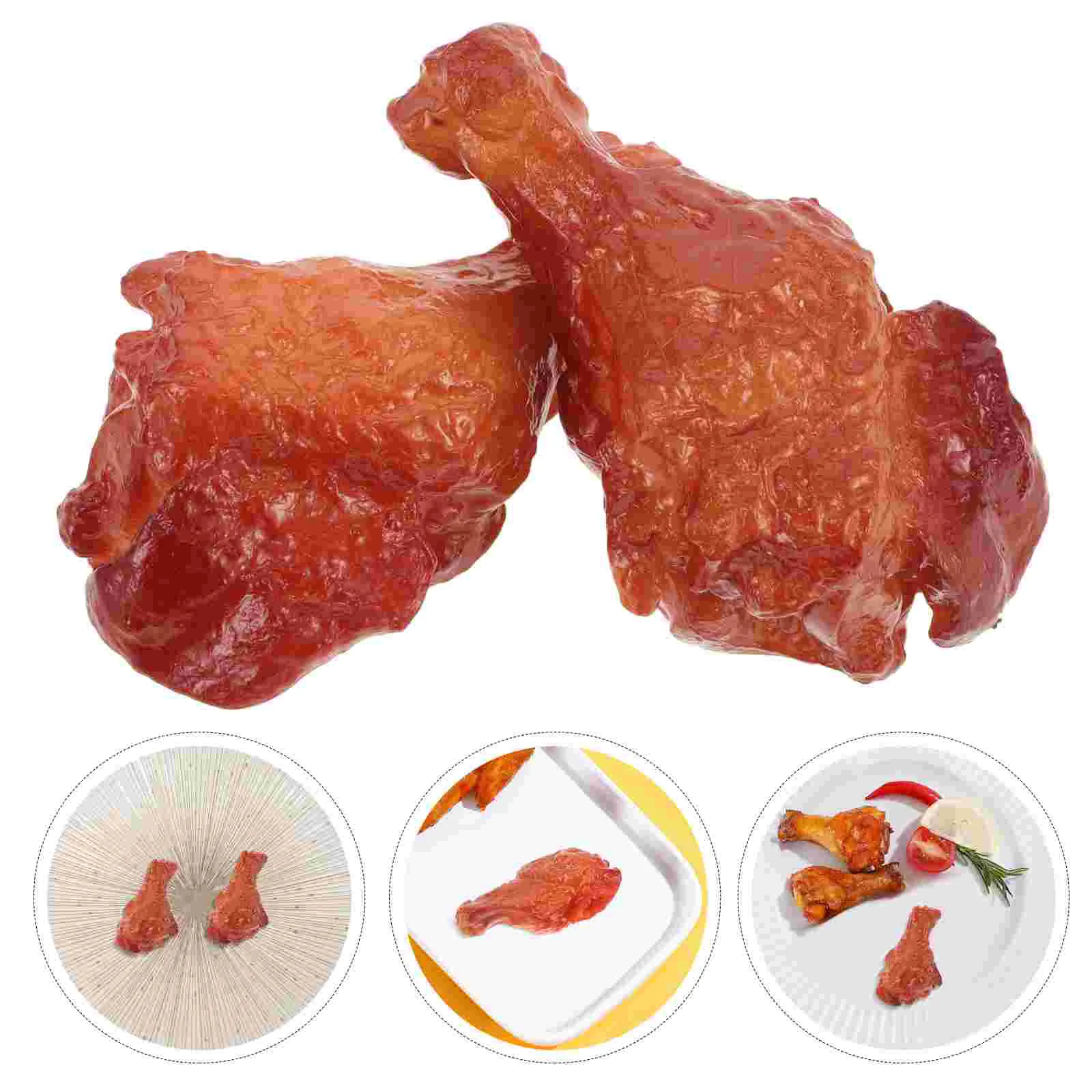 

2pcs Chicken Leg Model Props Realistic Artificial Food Roast Fried Decoration Kids Play Kitchen Accessories Sample Display