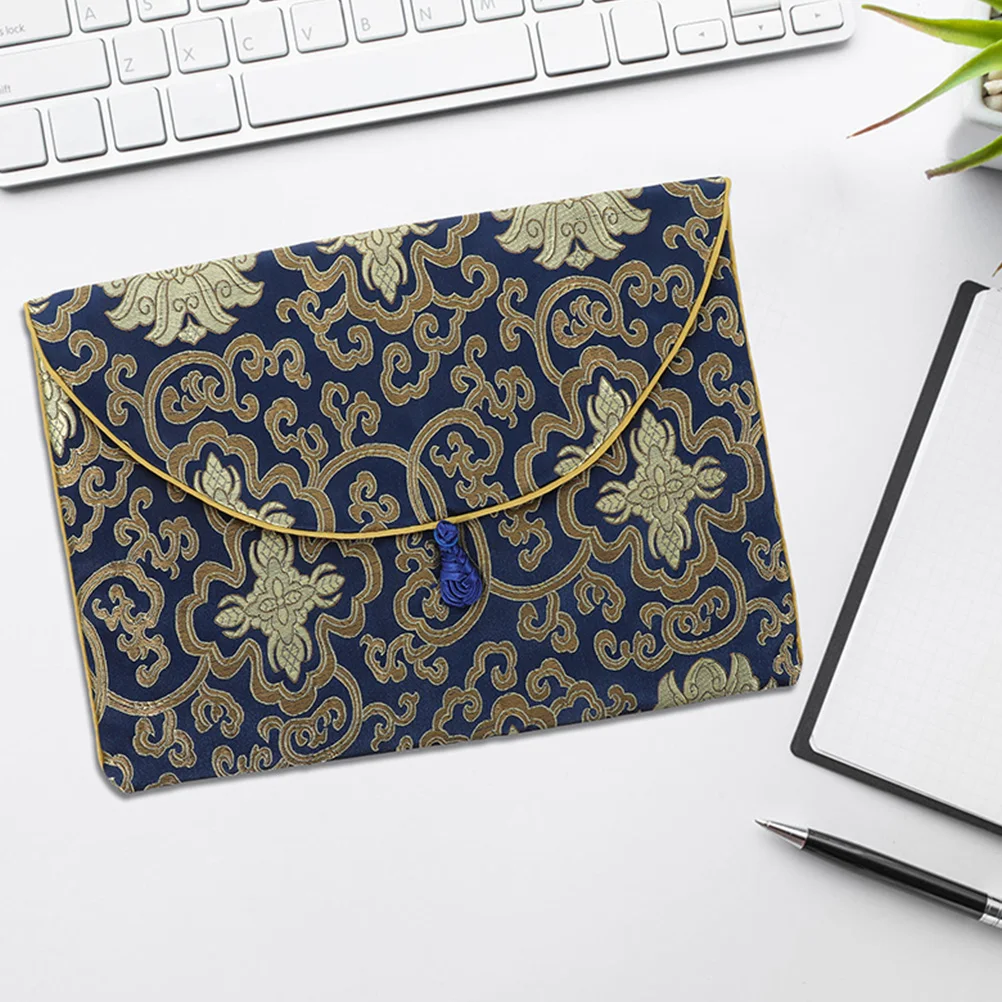 

2 Pcs Scripture Storage Bag Zen Book Wrap Cloth Jewelry Pouch Small Gift ganizer Embroidery Brocade Container Blue