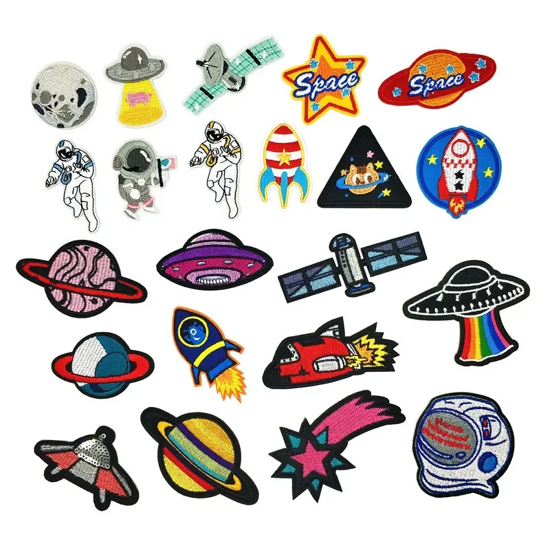 1pcs Space Universe Patch for Clothing Iron on Embroidered Sew Applique Cute Patch Fabric Badge Garment Apparel Accessories-3