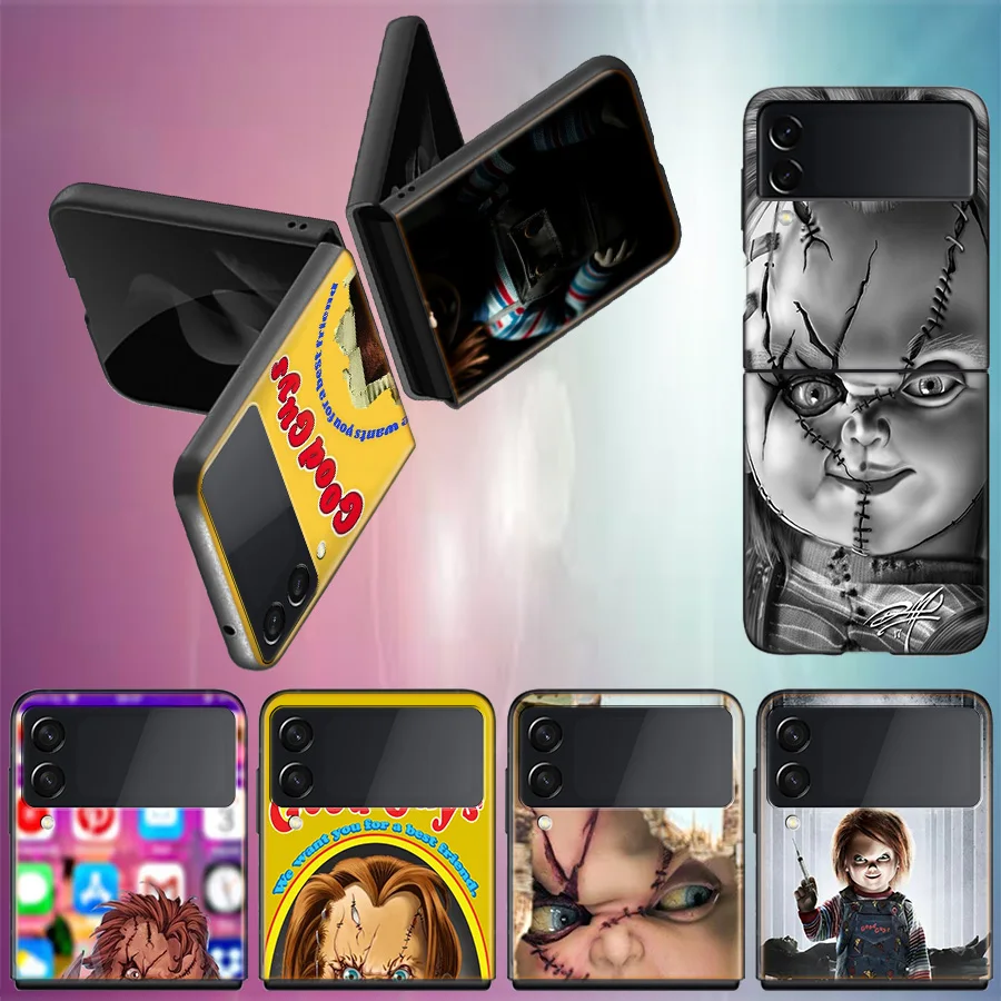 Horror Movie Scary Chucky Doll For Samsung Galaxy Z Flip 5 4 3 Case Shockproof Hard Cover For Phone Z Flip 6 5G Z Flip 5 4 5G TP