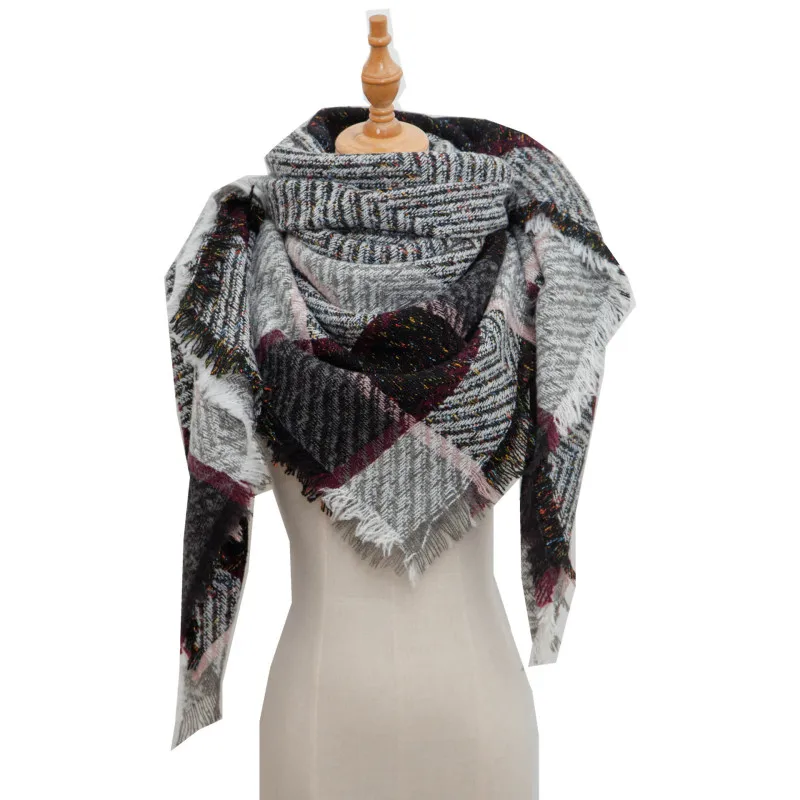 

Shawl New Loop Yarn Burr Thickened Plaid Scarf