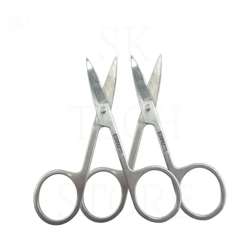 Facial Hair Scissors Rounded Professional Stainless Steel Mustache Nose Hair Beard Eyebrows Eyelashes Trimming Clippers