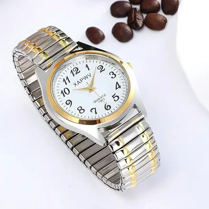 1 pièces classique Vintage affaires femmes hommes élastique or argent montre à Quartz marée amoureux Couple Bracelet montres fête bureau cadeaux