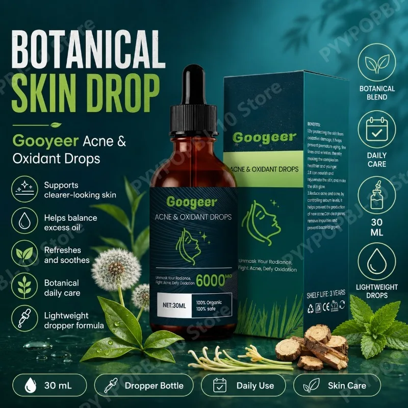 Googeer Botanical Skin Care Drops 30mL with Licorice Root Tea Peppermint Honeysuckle and Dandelion Extracts Daily Use