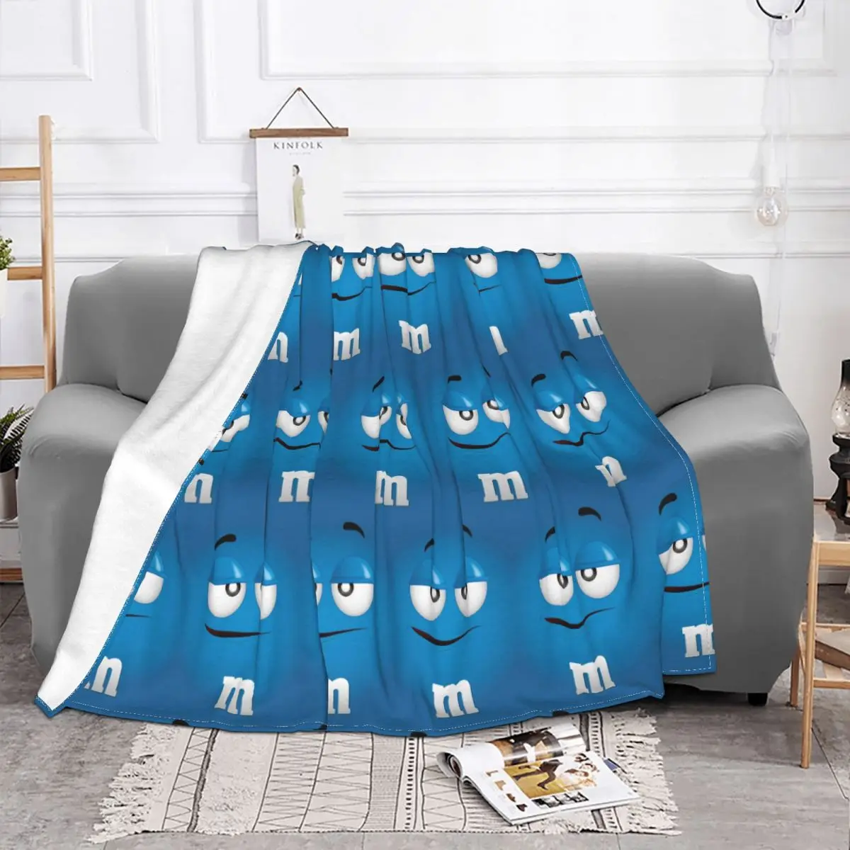 M Chocolate Blanket Fleece Flannel Spring Autumn Breathable Lightweight Ultra-Soft Blue Throw Blankets For Car Plush Thin Quilt