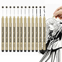 Waterproof Black Micron Pen Set 6/12 Pcs Fineliner Sketching Neelde Drawing Pens for Manga Art Supplies