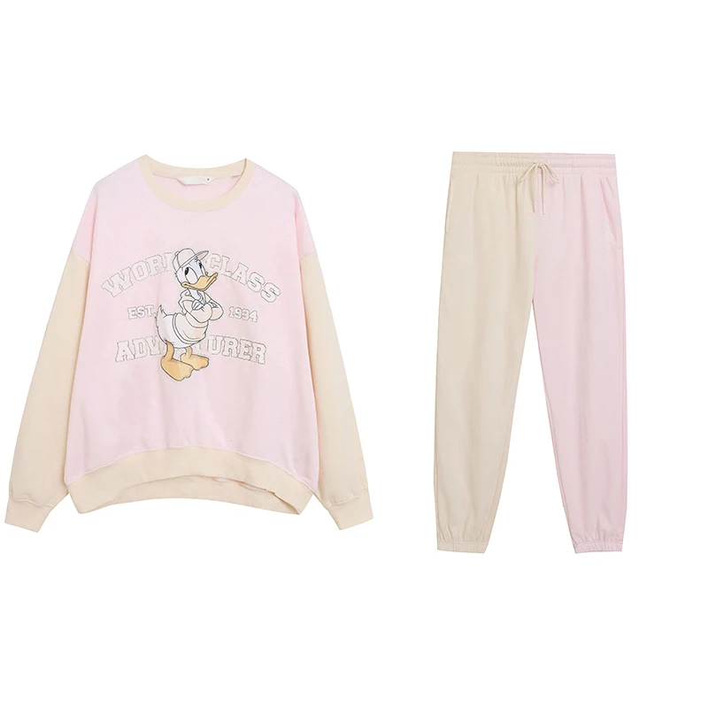 

Cartoon Anime Cute Spooky round Neck Fleece Loose Slimming Hoodie Pocket Sweatpants Set Women's Sweet Style Winter Collection