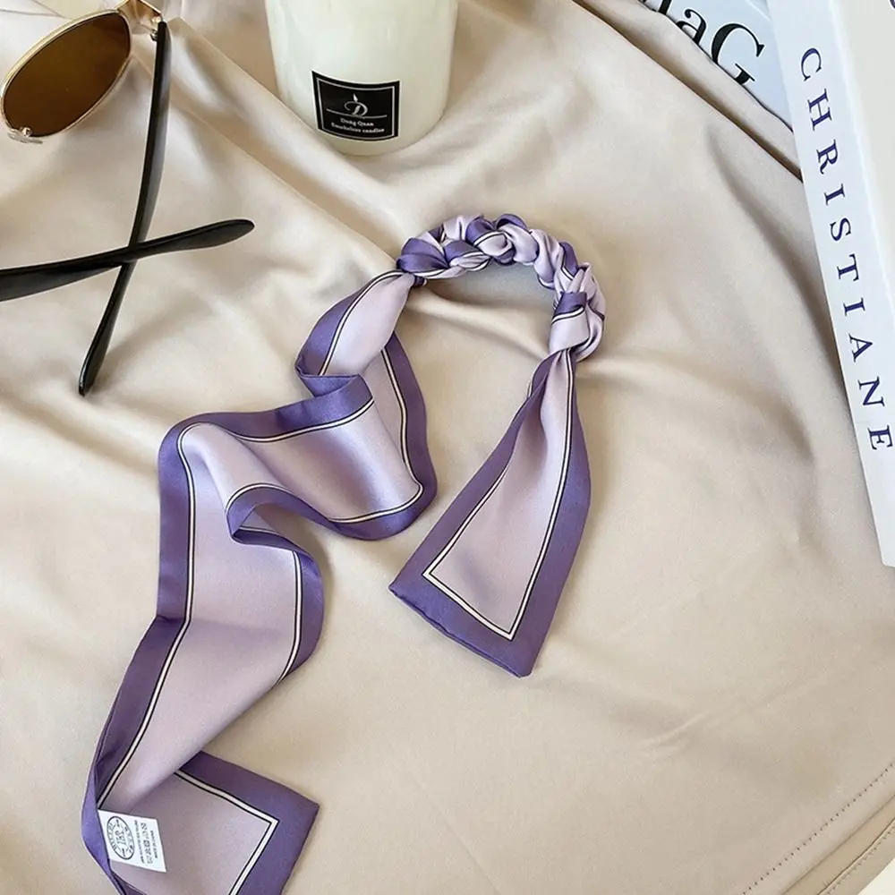 

Аксессуары, женская шаль, галстук с французским полосатым принтом, маленький длинный шарф, шарфы в корейском стиле, шарф с принтом, шелковый шарф