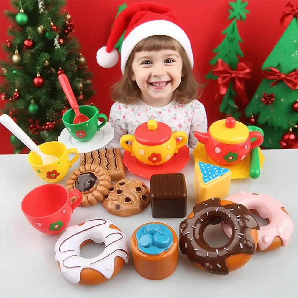 Juego de té de la tarde para pastel, postre, hervidor de galletas, juego de simulación, casa de juegos, juguetes de cocina, tetera de plástico, juego de té para niñas