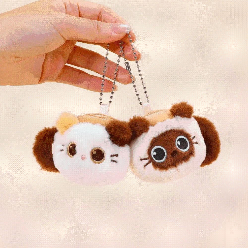 Miniature Cat Key Chains Fuzzy Soft Magnetic Kitten Ornament Decorative Lightweight Cup Edge Pendant Collectors