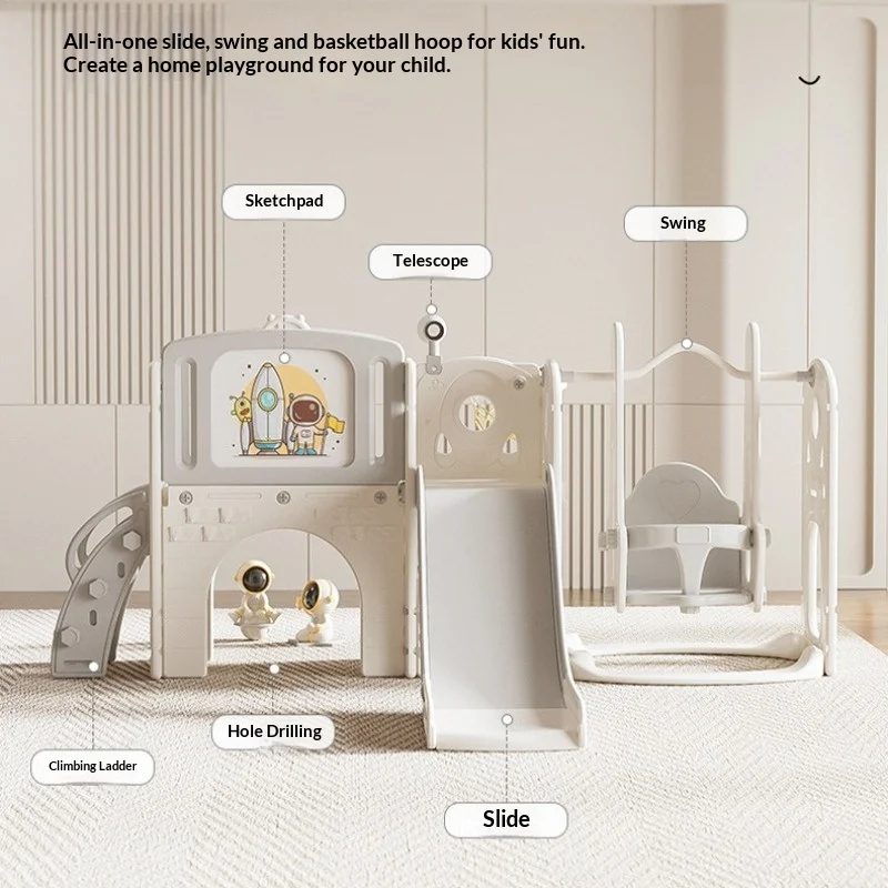 

Slip SlideKids Indoor Space Rocket Slide Playset Toddler Baby Climbing Ladder Swing Home Playground Activity Center Safe Non