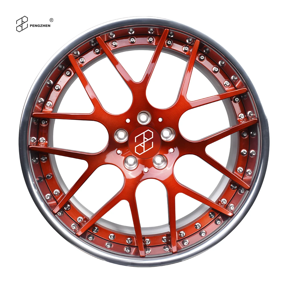 2 Piece Structure Brushed Red 20x9 20x10.5 25 5x112 Staggered Forged Car Wheels for Mercedes Benz CLS550 2008