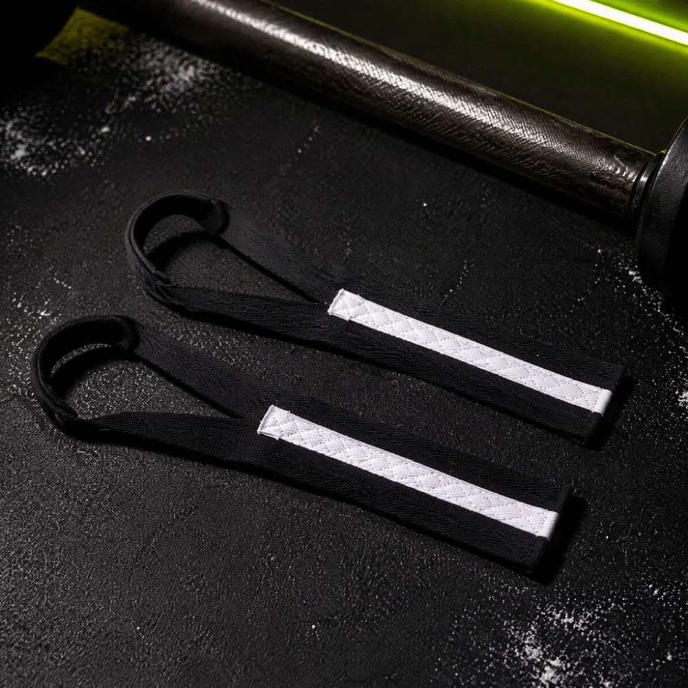 2pcs Polyester-Cotton Blend Weightlifting Wrist Strap Black Neoprene Wrist Support Strap Tidy Stitching Fine Edging