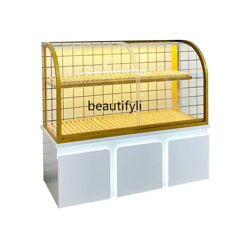 

Semi-curved cake pastry shop baking against the wall Island freshly baked commercial glass Nakajima shelf