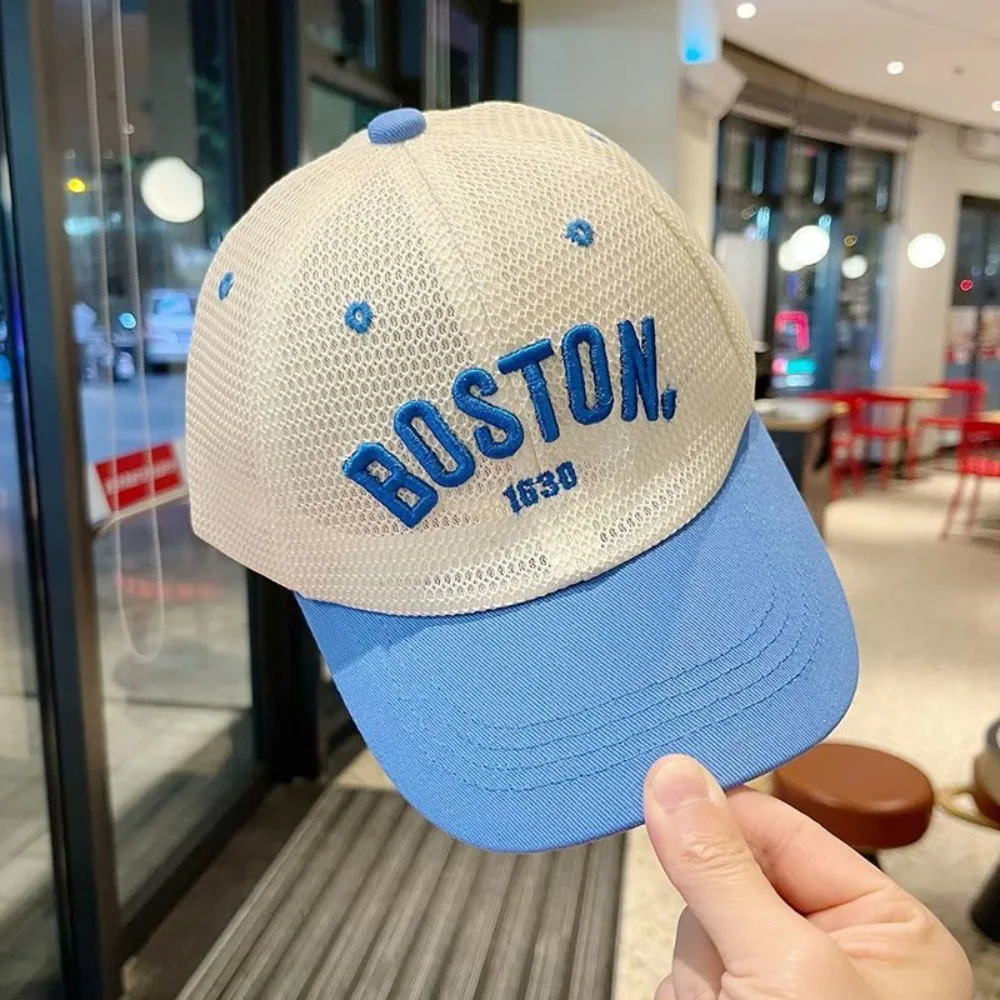 

Fashion Letter Embroidery Mesh Baseball Cap Adjustable Breathable Duck Tongue Cap Outdoor Sunscreen Hats For Baby Boys Girls