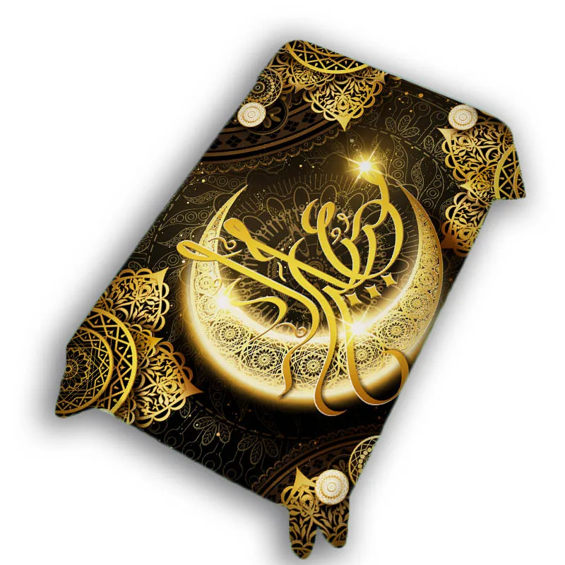 Islamic Eid Mubarak Ramadan Gold Art Moon Moslem Arab Wall Tapestry Water Resistant Cotton Linen Funiture Cover Desk Tablecloth