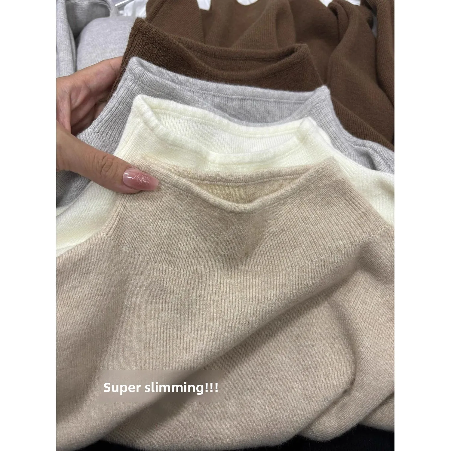 

Женский длинный вязаный базовый свитер с небольшим воротником-стойкой, мягкий зимний свитер Fufu для внутренней одежды, осенний простой топ для поездок на работу