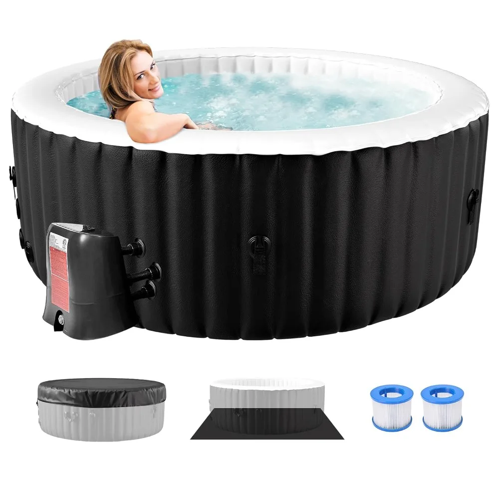 Leak‑Proof PVC Round Inflatable Hot Tub Spa, 120 Air Jets, For Outdoor, 2‑4 Person, Custom