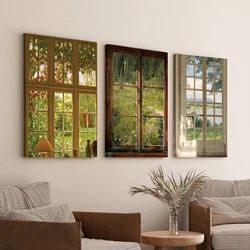 Scandinavian Simple Wall Art Green Landscape Window Nature Modern French HD Canvas Poster Print Home Bedroom Living Room Decor