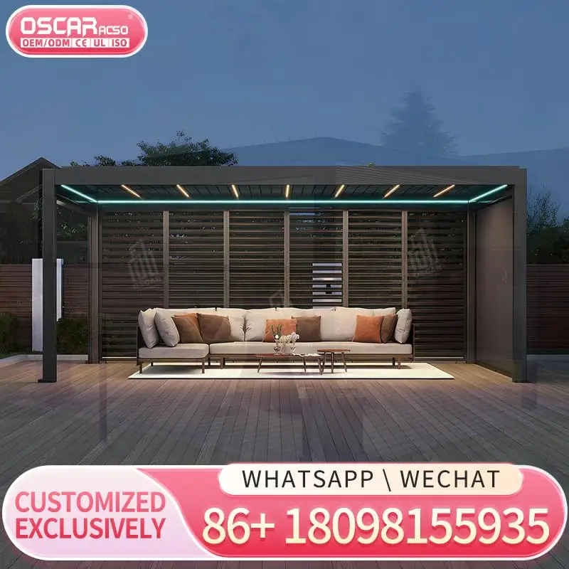 3x3 3x4 6x3 6x4 medidor cuadrado techo de persiana Manual impermeable fácil de montar parasol estructura de rejilla de aluminio para exteriores para Gard