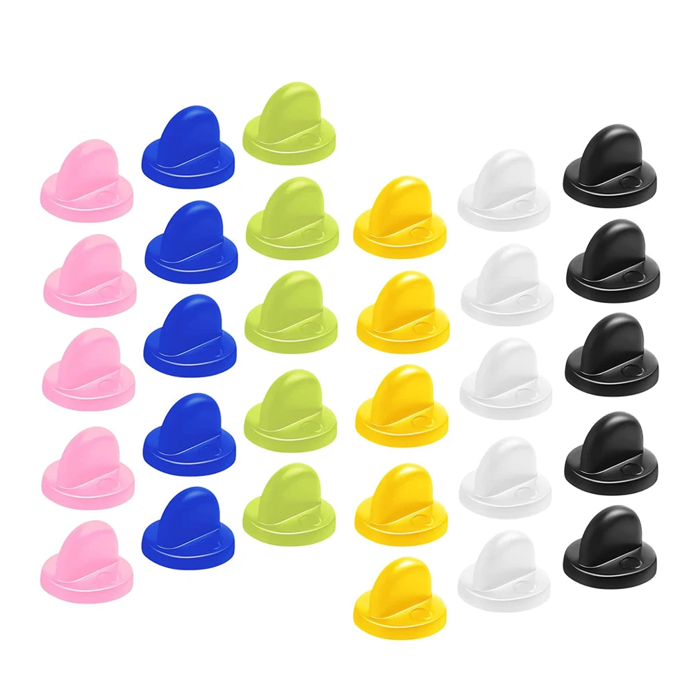 

60pcs Brooch Pin Backs Locking Plastic Keepers for Enamel Pins Jewelry DIY Rubber Accessories Safe Material Replacement Uniform