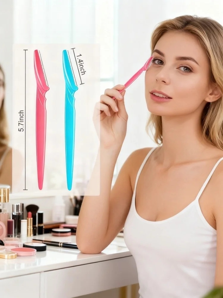 3 قطع ماكينة حلاقة للحواجب للنساء، شفرات آمنة مضادة للخدش من الفولاذ المقاوم للصدأ، شفرة منحنية دقيقة لتشكيل الحواجب، محمولة F #2