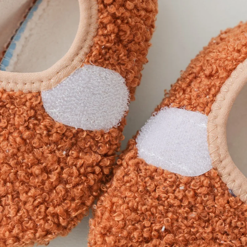 Children Cotton Slippers Solid Kids Winter Warm Home Shoes Boys Girls Plush Floor Shoes Indoor Soft Sole Anti-slip Cotton Shoes