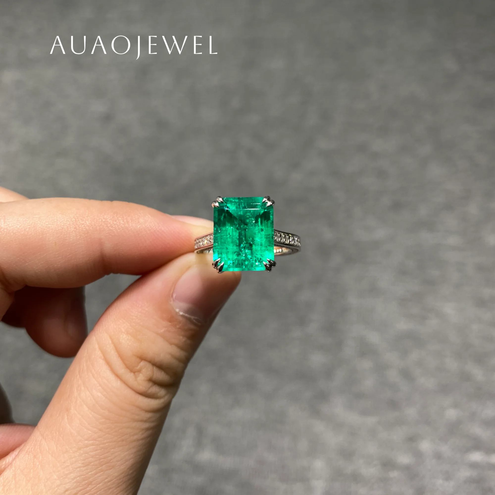 

AUAOJEWEL 5Carat Lab Emerald Ring Jewellery Women Silver 925 18K Real Gold Jewelry With Certificate Engament Ring For Women