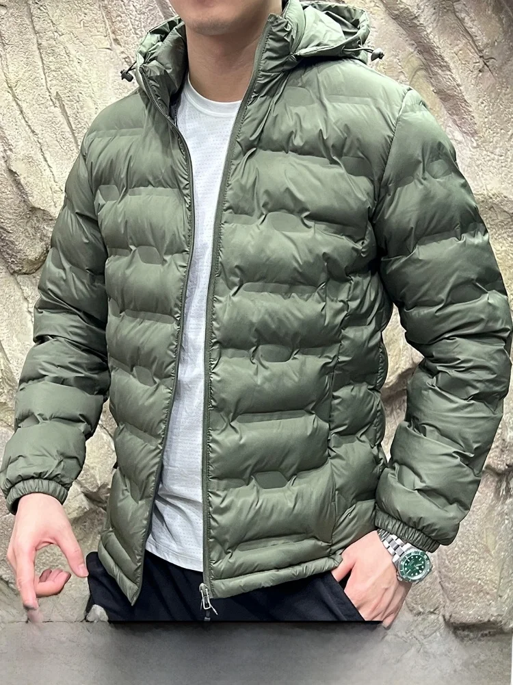 

aphene Lined Winter Jaet Detachable Hat Outdoor Cotton Coat Full Prure Glue Partition Youth Faion Warmth Stand Fit