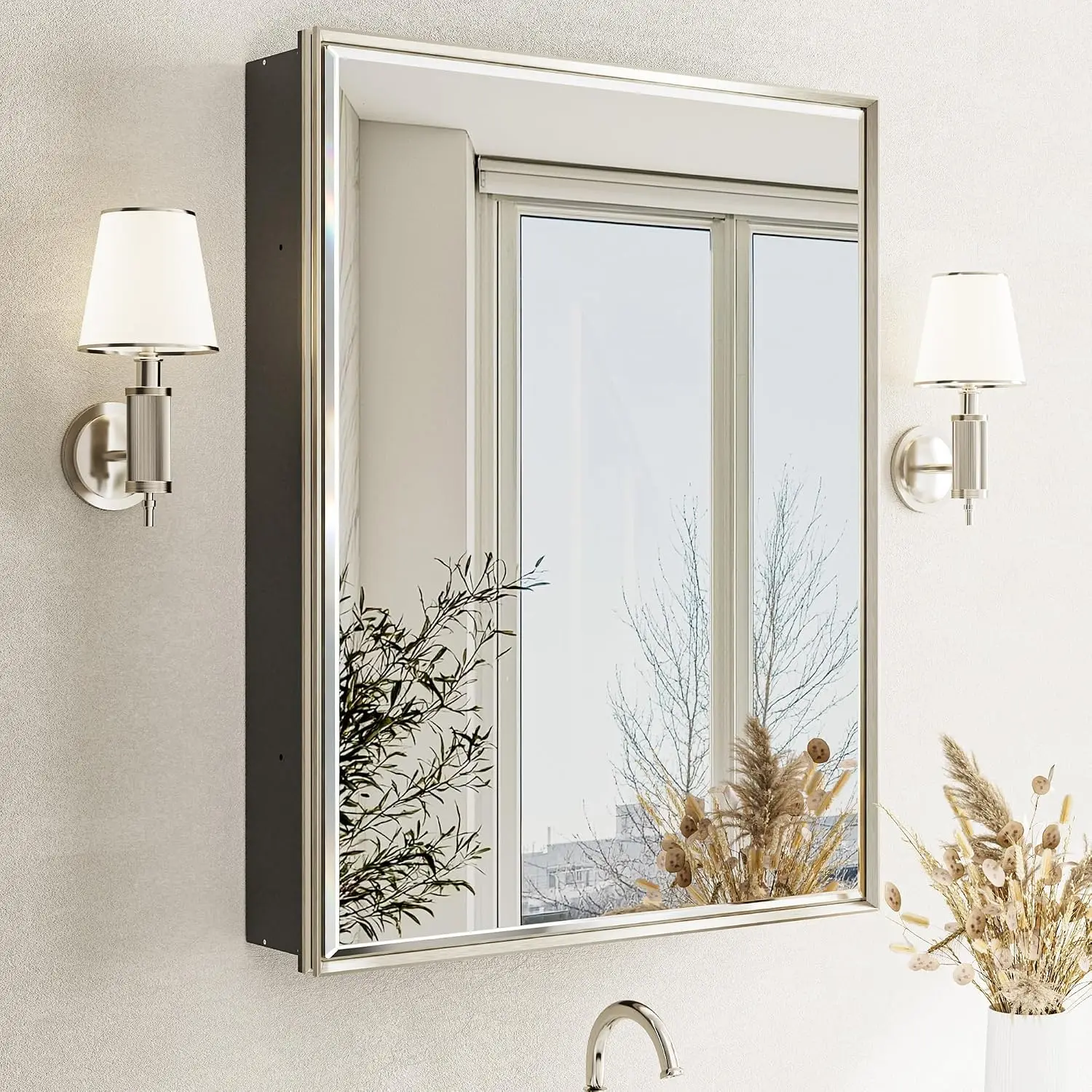 Assembled Surface or Recessed Medicine Cabinet Mirror, Customized