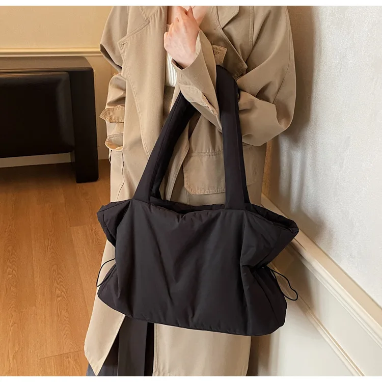 Herbst Winter Baumwolle Umhängetasche Frauen Stilvolle Tote Satchel Handtasche Geräumige Nylon Geldbörse für Arbeit Pendeln und Reisen – Detail 18