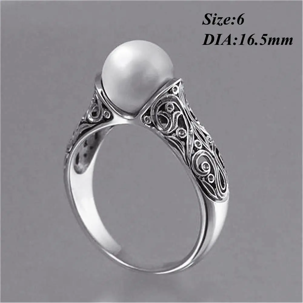 New Wedding Vintage Yellow Gold Plated 14K Jewelry White Pearl Ring