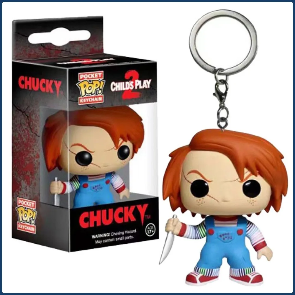 

FUNKO Pocket Keychain Thrilling Horror Movies Child's Play Chucky Anime Cartoon Doll Key Ring Pendant Children Christmas Gifts