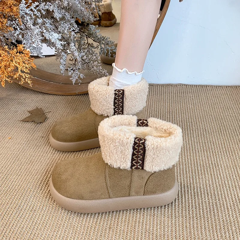 Winter New 2026 Women's Solid Color Vintage Comfortable Keep Warm Snow Boots Women Casual Fashionable Versatile Snow Boot