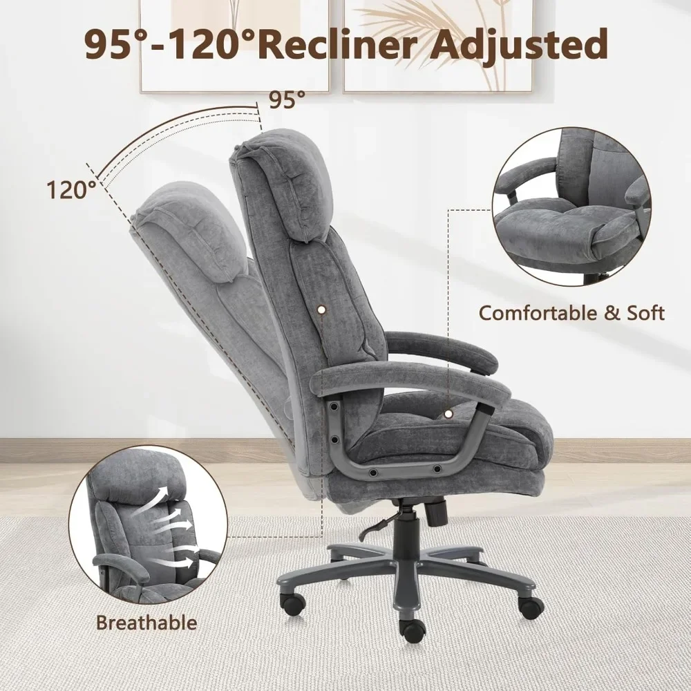 Ergonomic Big and Tall Executive Office Chair with Upholstered Swivel, lbs High Capacity, Adjustable Height