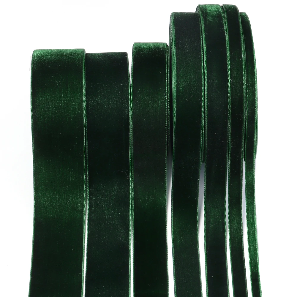 5–10 Yards/Rolle dunkelgrüne Samtbänder, einseitiges Beflockungsgurtband für Weihnachtsfeier, DIY, handgefertigte Geschenkverpackung, Dekoration – Detail 6