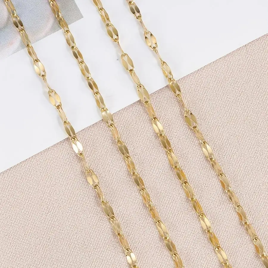 1/5/10/20/50/100pcs 2-Meter Gold-Plated 304 Stainless Steel Chains for Necklaces, Chokers, and Bracelets - DIY Jewelry Supplies