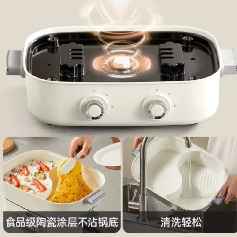 Multi-functional Electric Hot Pot With Divider Non-stick Dual Flavor Shabu Shabu Pot For Home Cooking