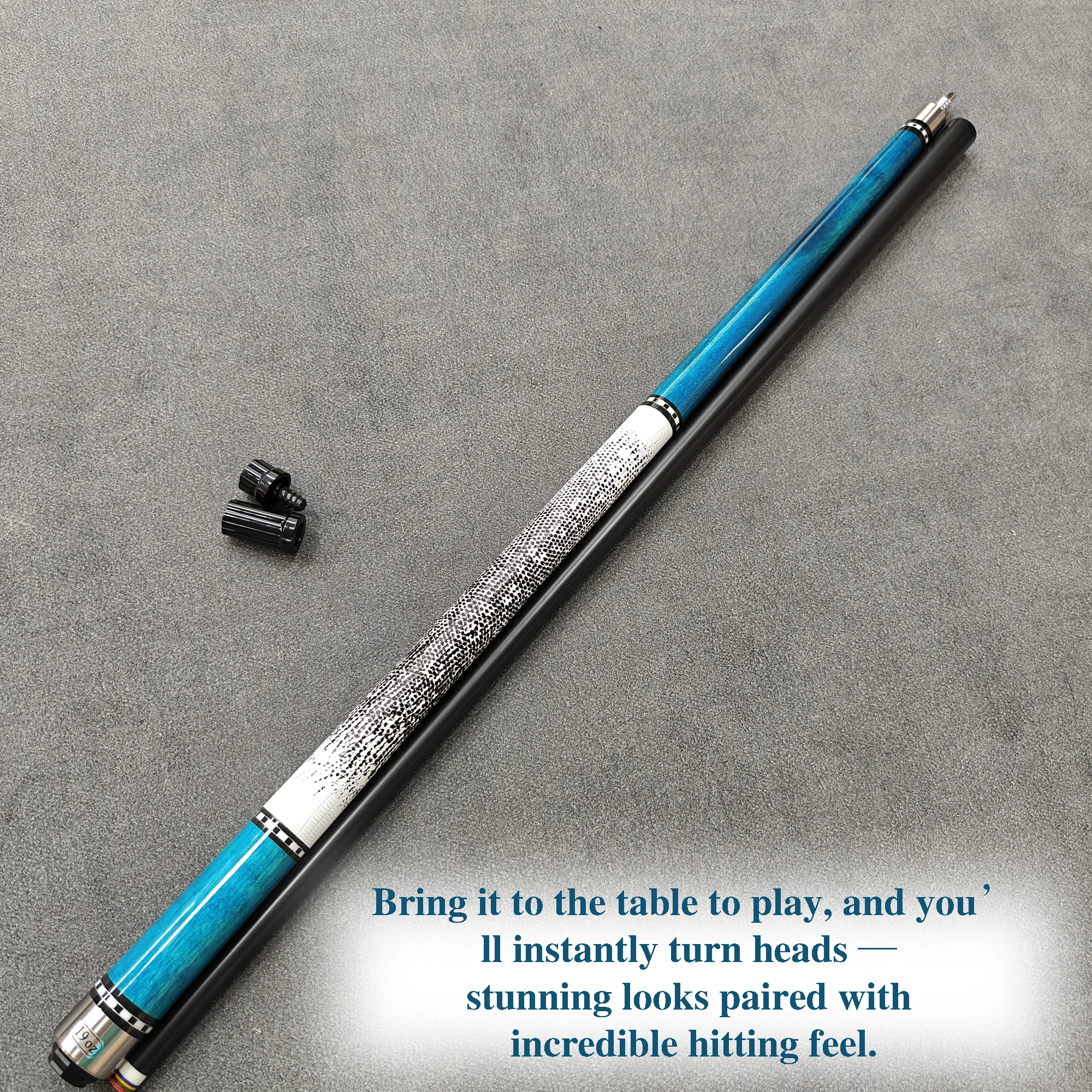 Premium Tech Pool Cue Kit 12.5mm Tip High-End Blue Design Soft Lizard Grip + Durable Black Carry Case